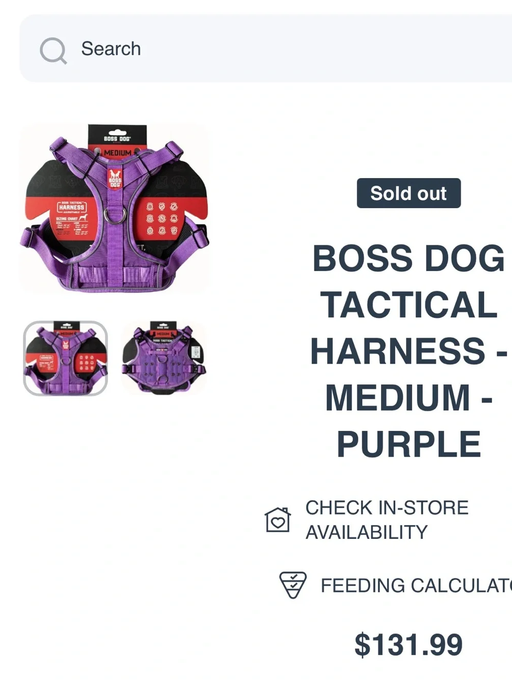 BOSS DOG TACTICAL HARNESS - SIZE LARGE & EXTRA LARGE